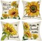 Sunflower Sunshine Decorative Throw Pillow Cover 18 x 18 Set of 4, Spring Summer Home Sweet Home Blessed Porch Patio Outdoor Pillowcase, Fall Autumn Flower Farmhouse Couch Cushion Case Decor